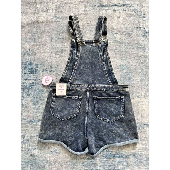 NWT! Justice Blue Acid Wash Shortalls Overall Shorts Girls Size 10 - Picture 2 of 4